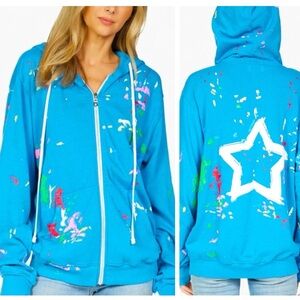 NEW LAUREN MOSHI SALDANA AIRBRUSH STAR ZIP UP HOODIE